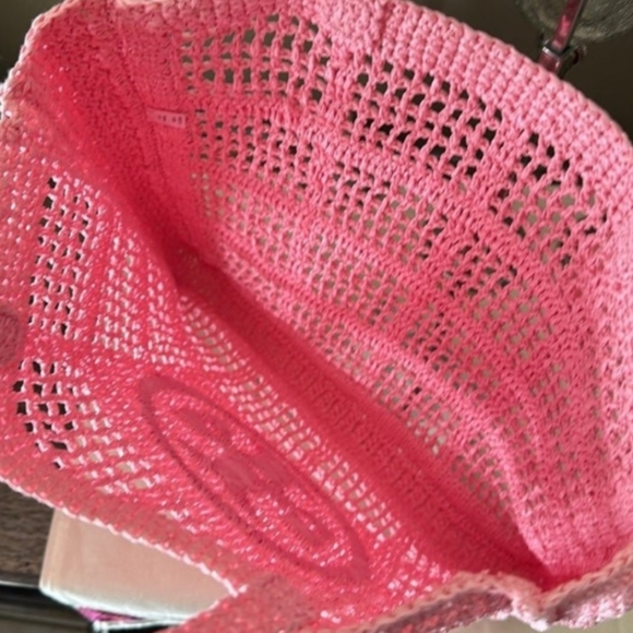 🔥Tory Burch 'ELLA' pink raffia tote bag    NEW! 🔥 - Picture 7 of 9